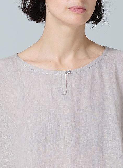 Linen Wide Round Neck Dropped Shoulder Top