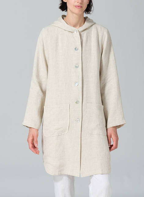 Linen Button-Up Hooded Tunic