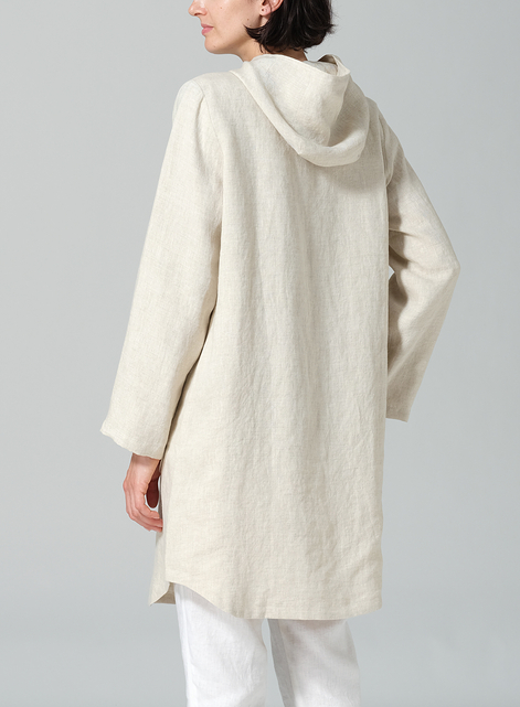 Linen Button-Up Hooded Tunic