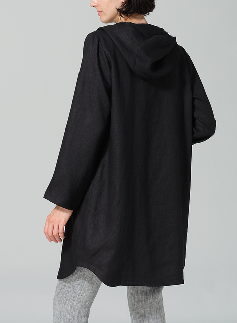 Linen Button-Up Hooded Tunic