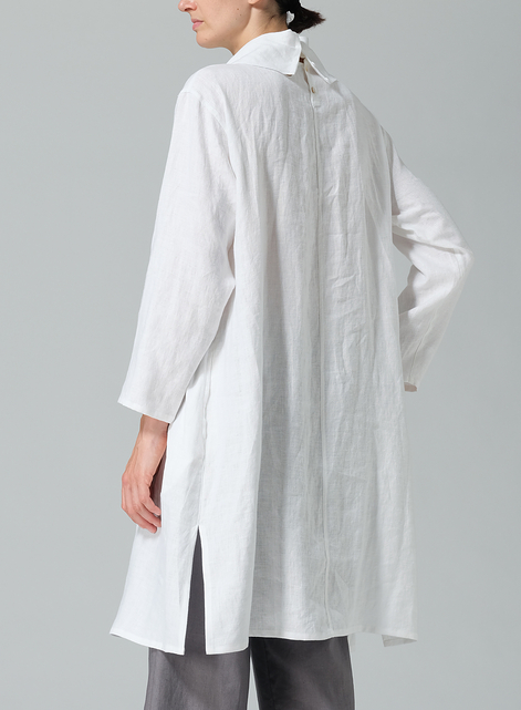 Linen Cowl Neck Patch Pocket Oversized Tunic