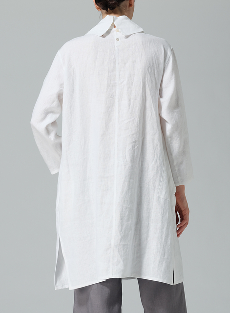 Linen Cowl Neck Patch Pocket Oversized Tunic