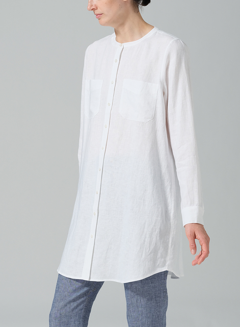 Linen Open Front Long Shirt