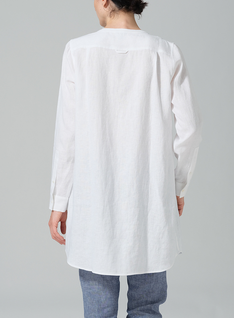 Linen Open Front Long Shirt