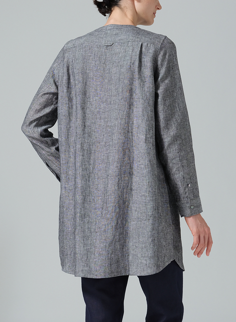 Linen Open Front Long Shirt