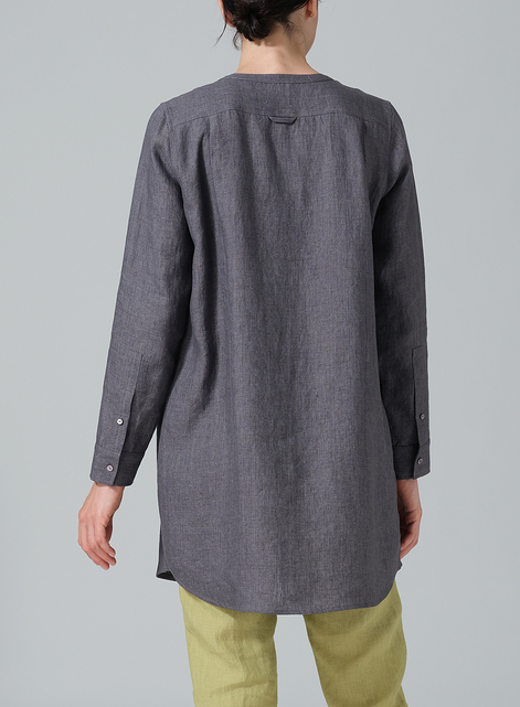 Linen Open Front Long Shirt