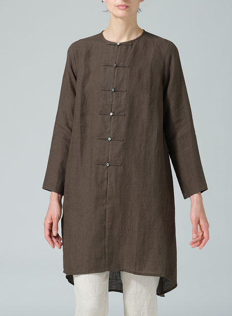 Linen Straight Cut Chinese Button Knots Tunic