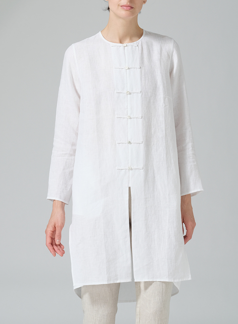 Linen Straight Cut Chinese Button Knots Tunic