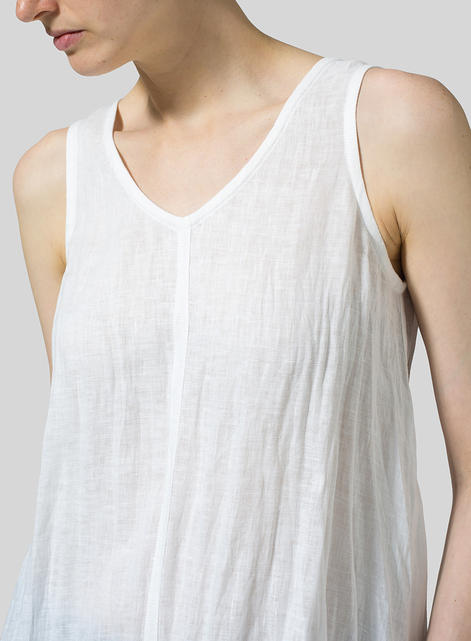 Linen Sleeveless V-Neck A-shape Top