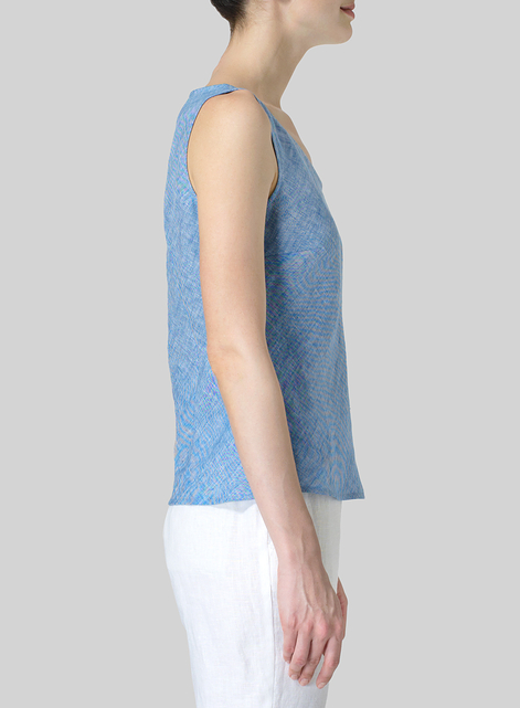 Linen V-Neck Sleeveless Bias Cut Tank