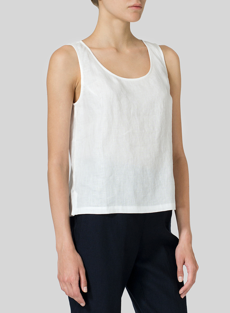 Linen Scoop Neck Tank 