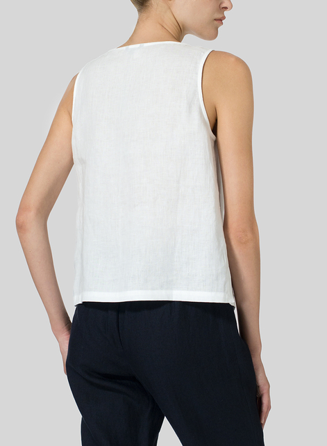 Linen Scoop Neck Tank 