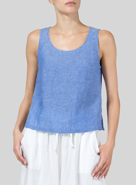 Linen Scoop Neck Tank 