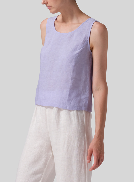 Linen Scoop Neck Tank 