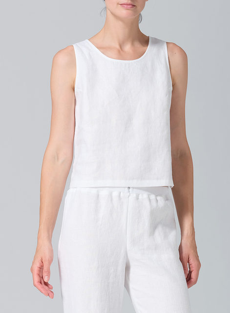 Linen Scoop Neck Tank 