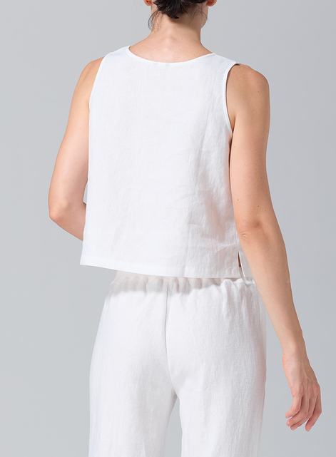 Linen Scoop Neck Tank 