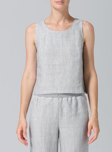 Linen Scoop Neck Tank 