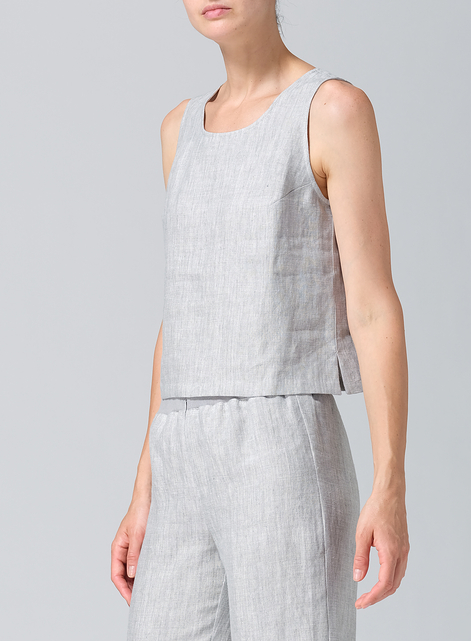 Linen Scoop Neck Tank 