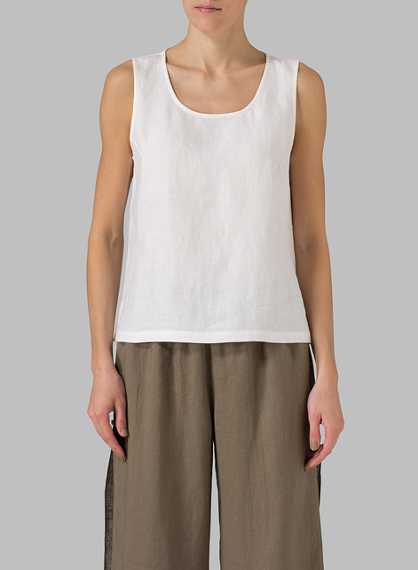 Linen Scoop Neck Tank 