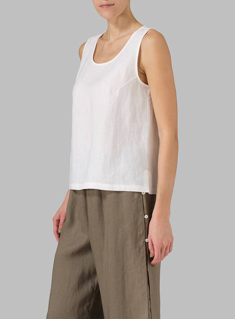 Linen Scoop Neck Tank 