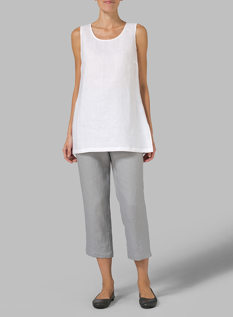 Linen Round Neck Long Tank