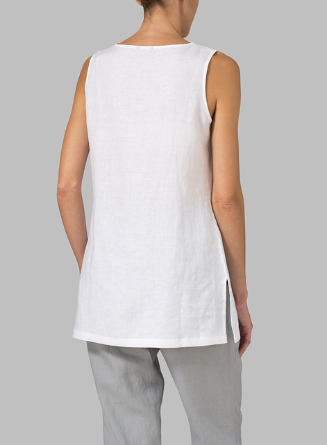 Linen Round Neck Long Tank