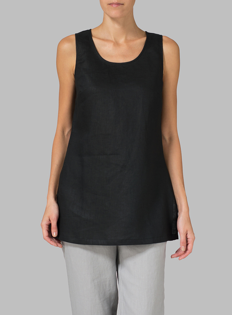 Linen Round Neck Long Tank