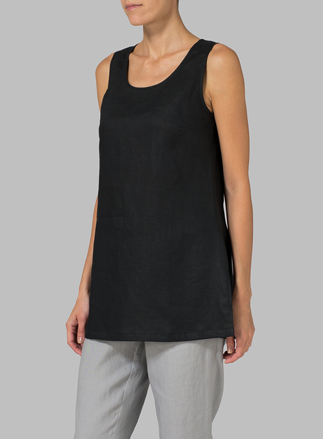 Linen Round Neck Long Tank