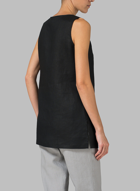 Linen Round Neck Long Tank