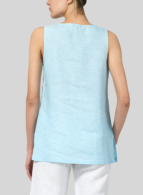 Linen Round Neck Long Tank