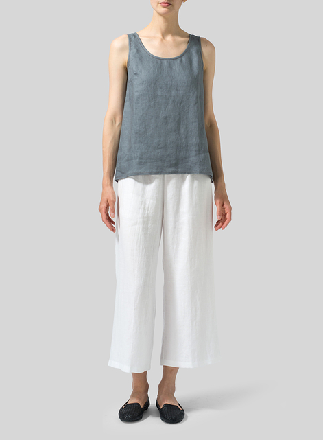 Linen Embroidered Sleeveless Cami