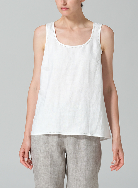 Linen Embroidered Sleeveless Cami