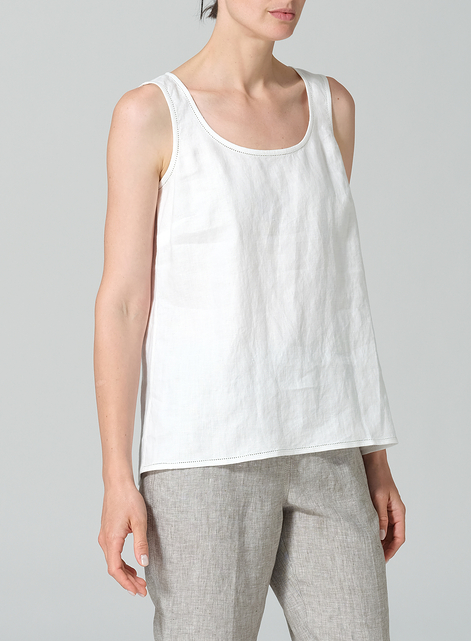 Linen Embroidered Sleeveless Cami