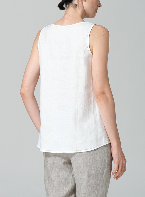 Linen Embroidered Sleeveless Cami