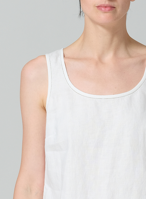 Linen Embroidered Sleeveless Cami