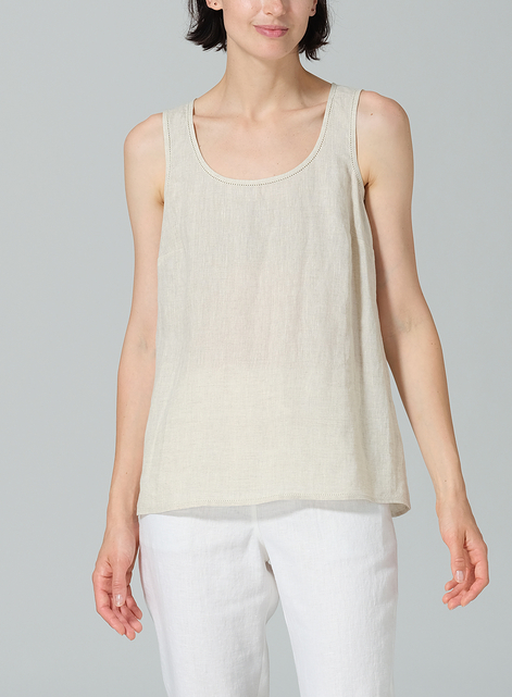 Linen Embroidered Sleeveless Cami