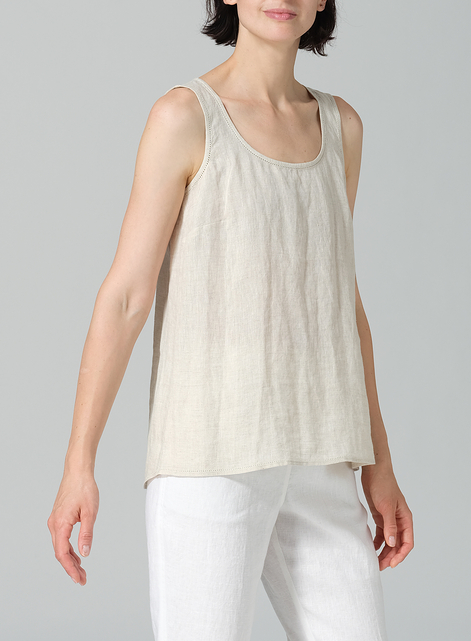 Linen Embroidered Sleeveless Cami