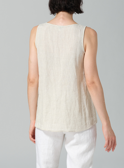 Linen Embroidered Sleeveless Cami