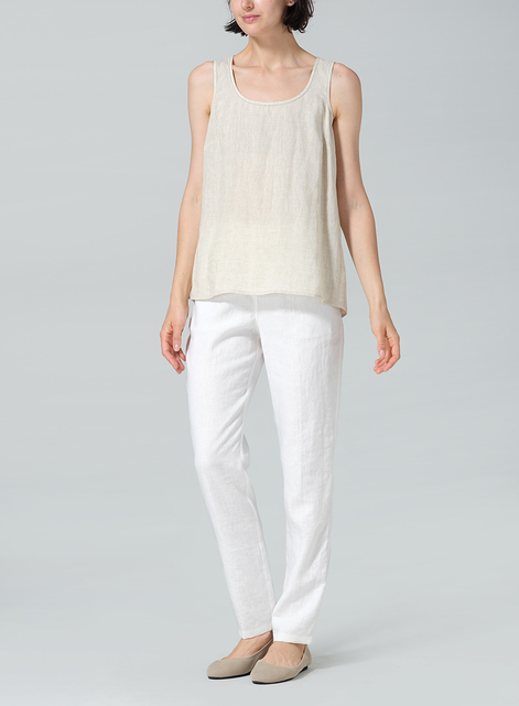 Linen Embroidered Sleeveless Cami