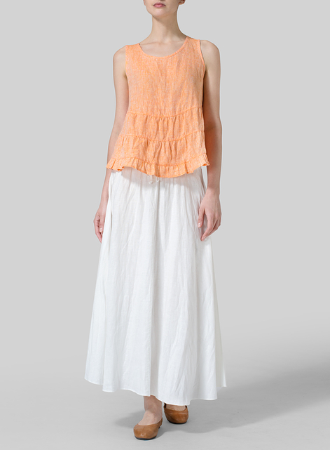 Linen Sleeveless Pleated Blouse