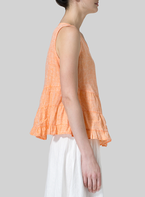 Linen Sleeveless Pleated Blouse