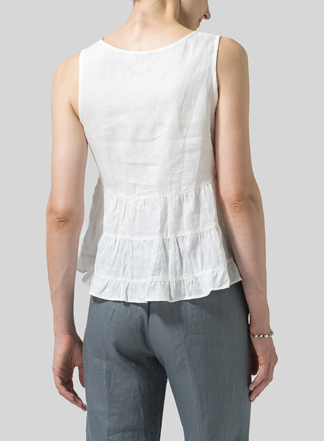 Linen Sleeveless Pleated Blouse