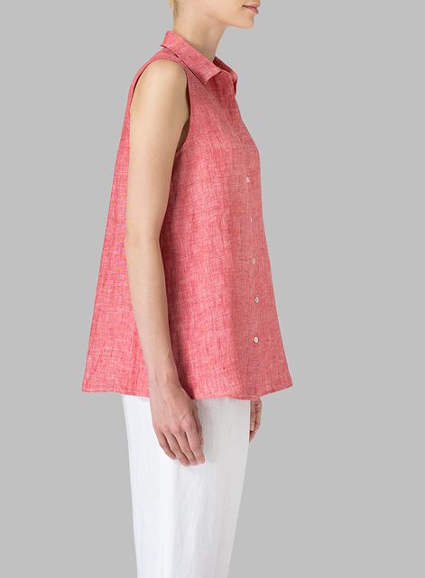 Light Weight Linen Sleeveless A-shape Top