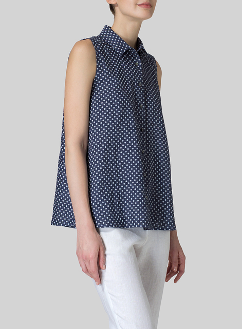 Light Weight Linen Sleeveless A-shape Top