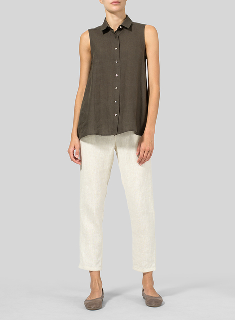 Light Weight Linen Sleeveless A-shape Top