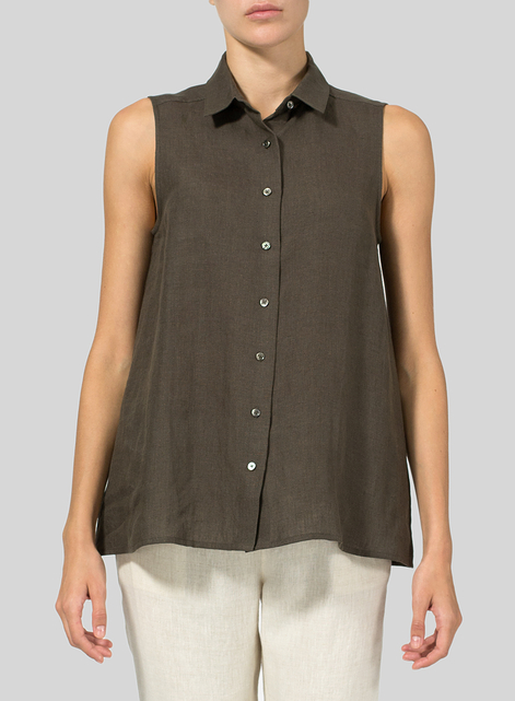 Light Weight Linen Sleeveless A-shape Top