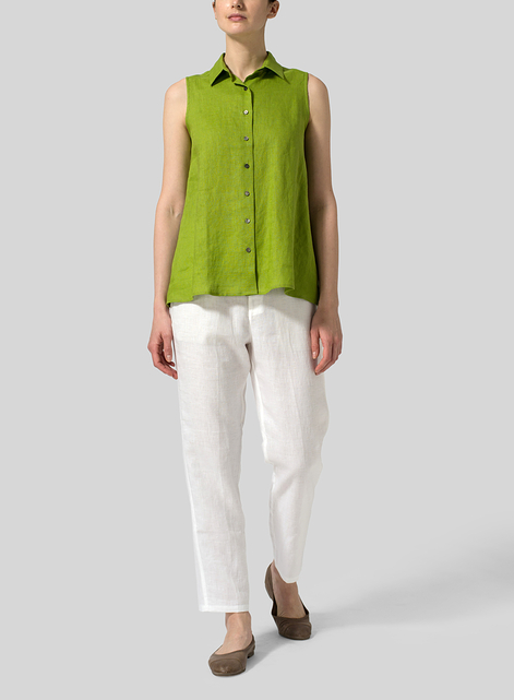 Light Weight Linen Sleeveless A-shape Top