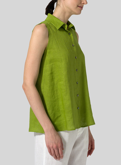 Light Weight Linen Sleeveless A-shape Top