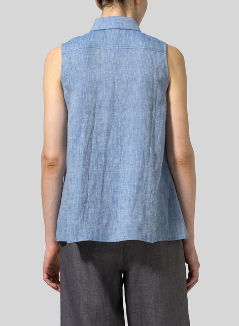 Light Weight Linen Sleeveless A-shape Top