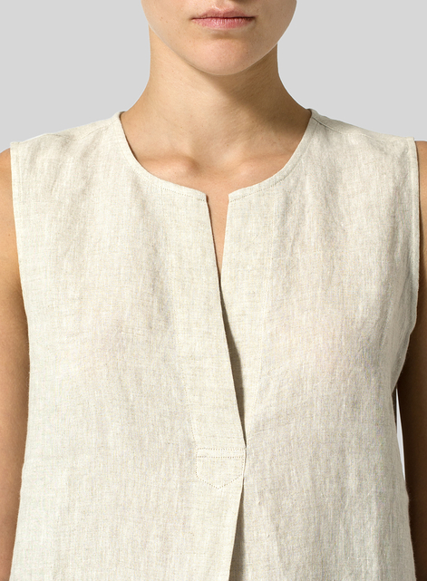 Linen Surplice V-Neck Blouse